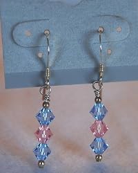 Light Sapphire & Pink Swarovski Crystal Earrings