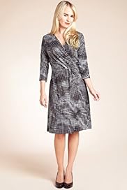 Petite Crossover V Neck Mirror Spot Print Wrap Dress