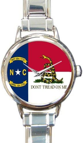 Personalized Watch Gadsden Flag Don't Tread On Me Round Italian Charm stainless steel Watch
