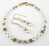 April Diamond Birthstone Swarovski Crystal Gold Filled Beaded Bracelets and Earrings Sets