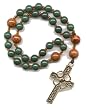 Anglican Prayer Beads, Rosary - Green Mountain Jade/Brown Fossil Beads
