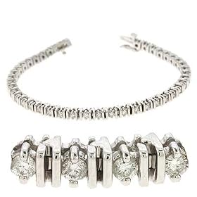 14k White Tennis 2 Ct Diamond Bracelet - JewelryWeb: Jewelry