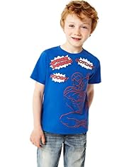 Crew Neck Pure Cotton Spiderman Print T-Shirt