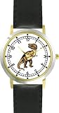Tyrannosaurus Rex - T Rex - Full Body Dinosaur Animal - WATCHBUDDY® DELUXE TWO-TONE THEME WATCH - Arabic Numbers - Black Leather Strap-Size-Large ( Men's Size or Jumbo Women's Size )