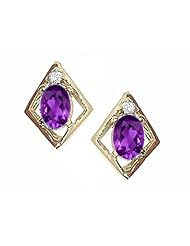 Tommaso Design (tm) Oval 6x4mm Genuine Amethyst Earrings