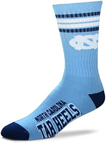 NCAA North Carolina Tar Heels 4 Stripe Deuce Socks, Large