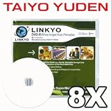Linkyo Taiyo Yuden Premium White Inkjet Hub Printable 8X DVD-R Media 4.7GB 100 Pack in Retail Box