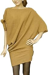 Acrylic/Knit Corset   Waistline Dolman Above the Knee Short Mini Dress 