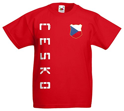 Tschechien Cesko Kinder EM 2016 T-Shirt Trikot Name Nummer (Rot, 152)