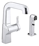 IMAGE OF Kohler K-6336-CP Evoke Secondary Single Control Kitchen Sink Faucet with Sidespray, Polished Chrome