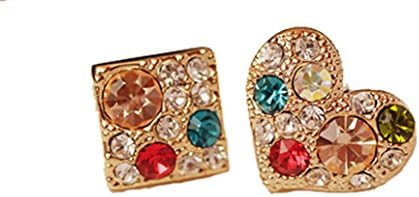 Women Girl Jeweled Rhinestone Heart/Square Fashion Earrings