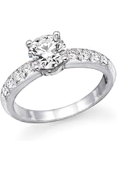 1.00cttw - 0.90cttw&nbsp;14K White Gold Round Cut Diamond Engagement Ring (J-K Color, I1-I2 Clarity)