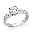 1 ctw. Round Diamond Solitaire Engagement Ring in 18k White Gold
