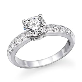 1 ctw. Round Diamond Solitaire Engagement Ring in 18k White Gold