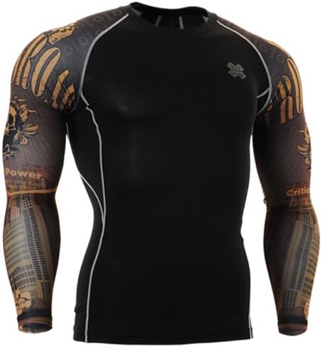 Fixgear Mens Womens Sport MMA Compression Base Layer T Shirt Long Sleeve M