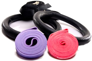 Rubberbanditz Assisted Gymnastic Ring and 41 inch Continuous Loop Pull up / Crossfit Bands Kit - Medium, Robust - 20 - 115 lbs (9 - 52 kg) Resistance / Assistance