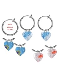 Girls Non Pierced Clip on Hoop Earrings- Girls Flowered Heart Clip on Earrings - Set of 3 Pair Stocking Stuffers