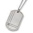 Brushed Titanium and Diamond Dog Tag on 22 Inch Steel Curb Chain