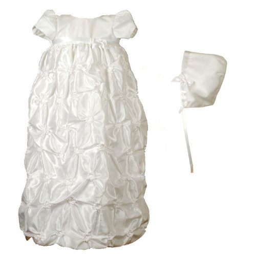 Newborn Baby Infant Girls WHITE CHRISTENING GOWN 3pc Set Girl 3-6M