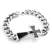 Men's Stainless Steel Carbon Fiber Cross 11mm Curb Chain Bracelet 8.5"