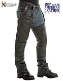 Xelement Naked American Cowhide Leather Motorcycle Chaps with Removable Insulating Liner