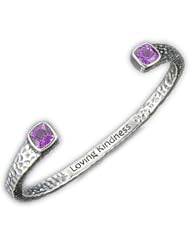 Acleoni Amethyst & Hammered Sterling Silver Cuff Bracelet