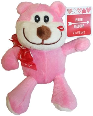 Plush Kiss Animals, 7" (Pink Bear)