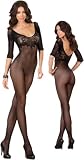 Sexy Black Open Crotch Bodystocking - One Size