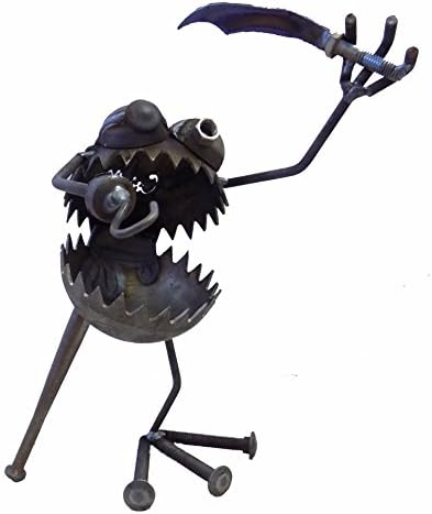 Welded Metal Art Gnome Be Gone One Legged Pirate