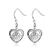 Sterling Silver Celtic Bird-of-Peace Heart Filigree Dangle Earrings