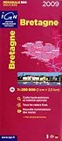 IGN (Institut Geographique National) Road Map to Brittany (Bretagne) France, Scale 1:250,000