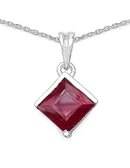 1.80 Carat Genuine Ruby Sterling Silver Pendant Necklace. 18"