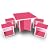 Way Basics Eco Modular Table with 4 Cube Seats, Pink