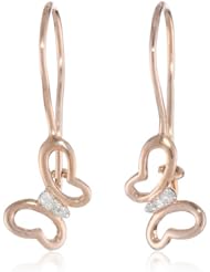 10k Rose Gold Diamond Butterfly Drop Earrings ( .03cttw, H-I Color, I2-I3 Clarity)