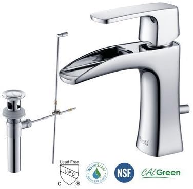 RIVUSS FBS-300-CH Carrion Lead Free Solid Brass Single Lever Bathroom Faucet with Pull Out Waste, Chrome by RIVUSS