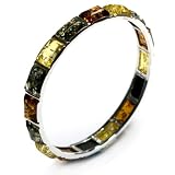 Sterling Silver Multi Color Amber Rectangular Bangle silver graphics
