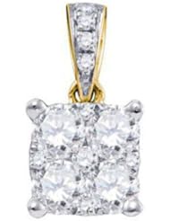 0.71 cttw 18k Yellow Gold Diamond Cluster Pendant (Real Diamonds: 0.71 cttw)