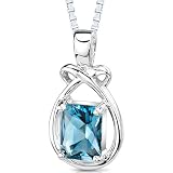 1.75 Carats Genuine Emerald Cut London Blue Topaz Sterling Silver Pendant Necklace