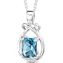 1.75 Carats Genuine Emerald Cut London Blue Topaz Sterling Silver Pendant Necklace