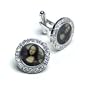 SILVER-Colored Men's Cuff Links. Mona Lisa DIAMOND like Cufflinks