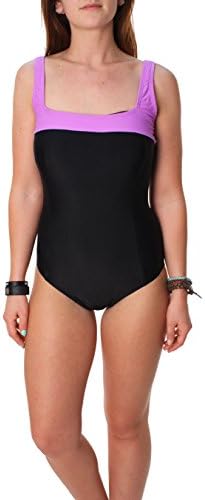 It Figures Violet Colorblock Square Neck One Piece Swimsuit Size 10