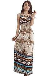 V-neck Silk Floral Print Summer Maxi Dress 