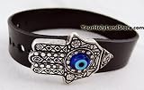 Hamsa Protection Hand & Evil Eye Leather Bracelet
