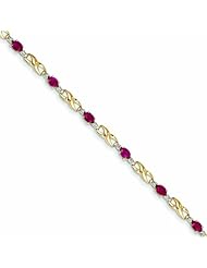 2.3 Carat 14K Gold Diamond and African Ruby Oval Bracelet