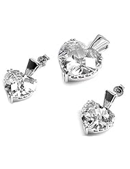Sterling Silver Sets With Cubic Zirconia - Heart