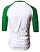 TOP LEGGING TL Men's Baseball Tee Shirt -Casual Cotton Plain 3/4 Sleeve Jersey T Shirts for Men (XLarge, 3/4_SL-Green_WH)