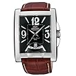 Orient #CEVAD004B Men's Wide Calendar Black Automatic Watch(Brown Band)