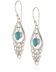 Sterling Silver Balinese Pear Shape (1.30 cttw) Dangle Earrings