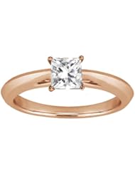 0.60 Ct Princess H/I I1 Diamond 14K Rose Gold Solitaire Ring