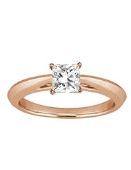 0.50 Ct Princess H/I SI1/SI2 Diamond 18K Rose Gold Solitaire Ring